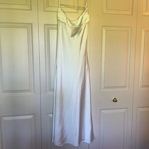 Zara White Satin Maxi Dress